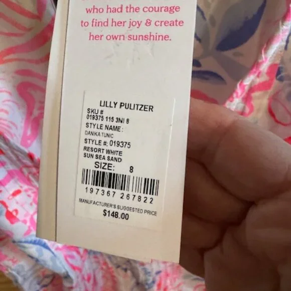 NWT Lilly Pulitzer Danika Tunic Top Size 8 Floral Print V-Neck Bell Sleeves - Picture 2 of 9